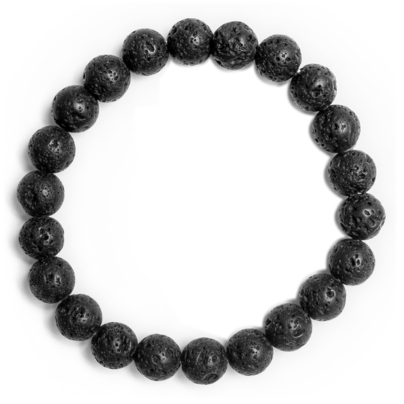 Black Natural Lava Stretch Bracelet - The Stone of Strength and Protection - Picture 2 of 3